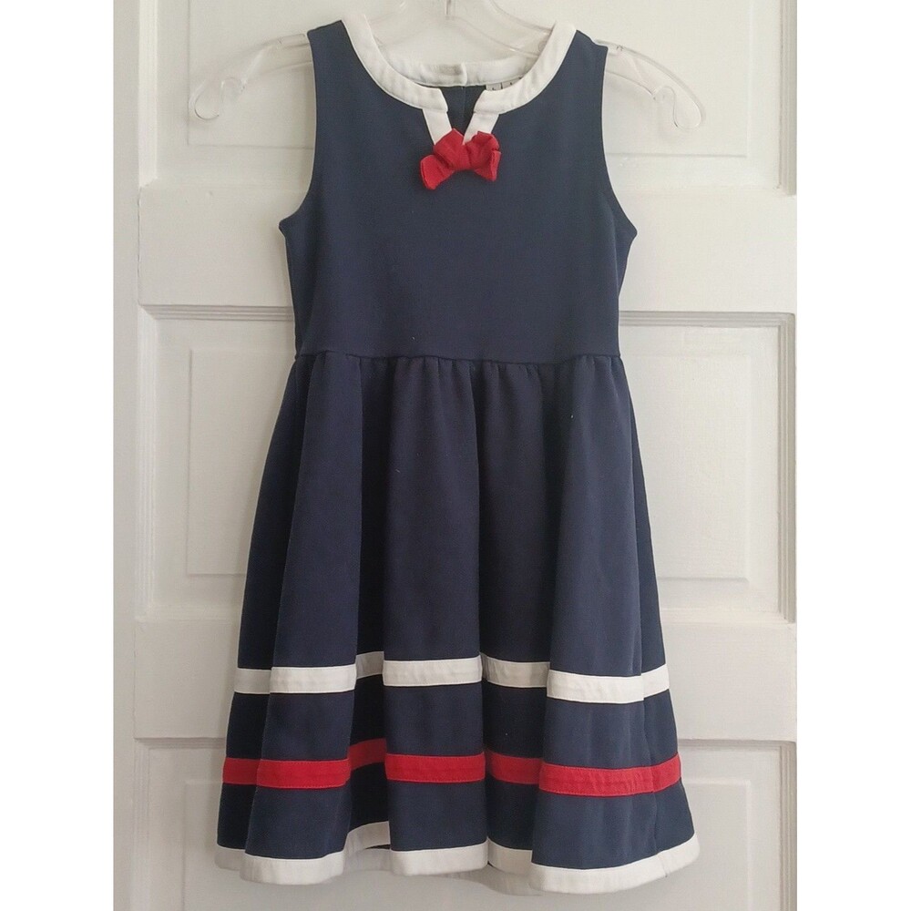 Janie and Jack navy bow ponte dress girls 8 cutout back preppy nautical party